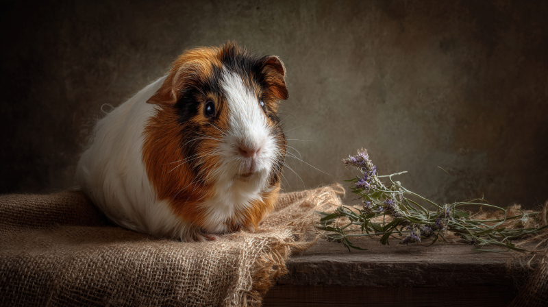 Adorable Guinea Pig with Rustic Charm
