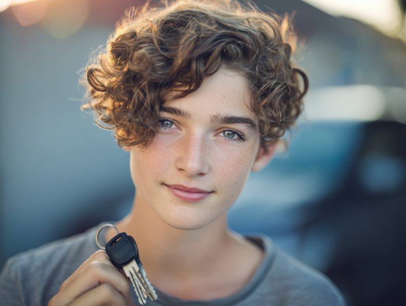 Young Person Holding Car Keys Outdoors