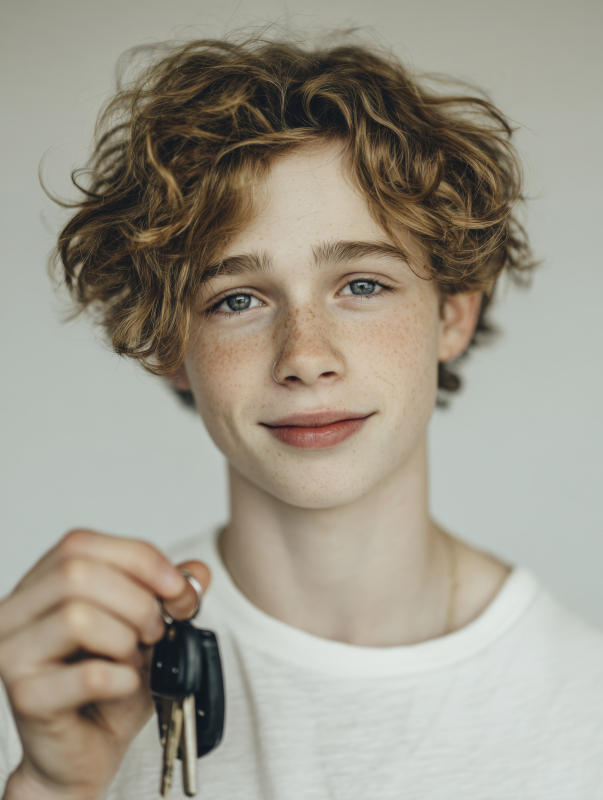 Young Teen Holding Keys with a Smile
