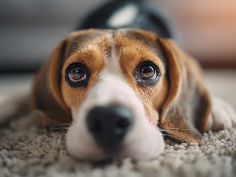 Adorable Beagle Puppy Relaxing Indoors