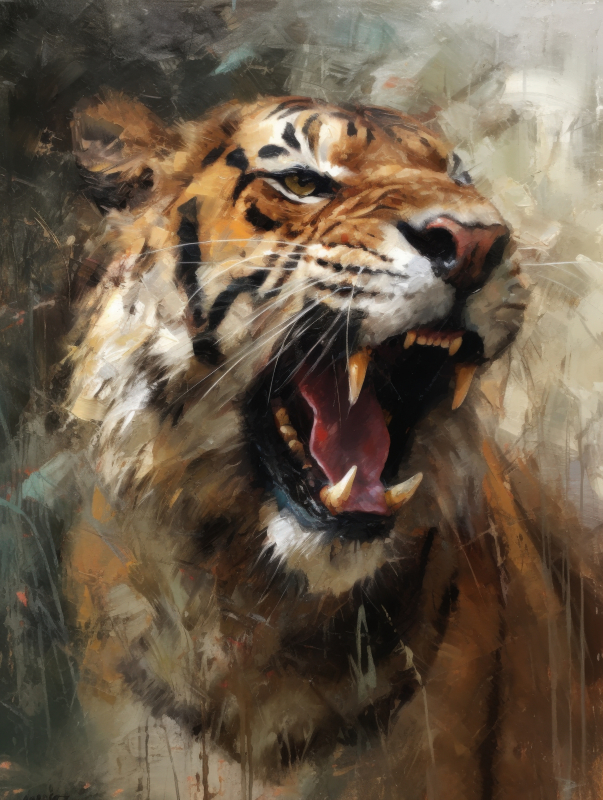 Fierce Roaring Tiger in Natural Habitat