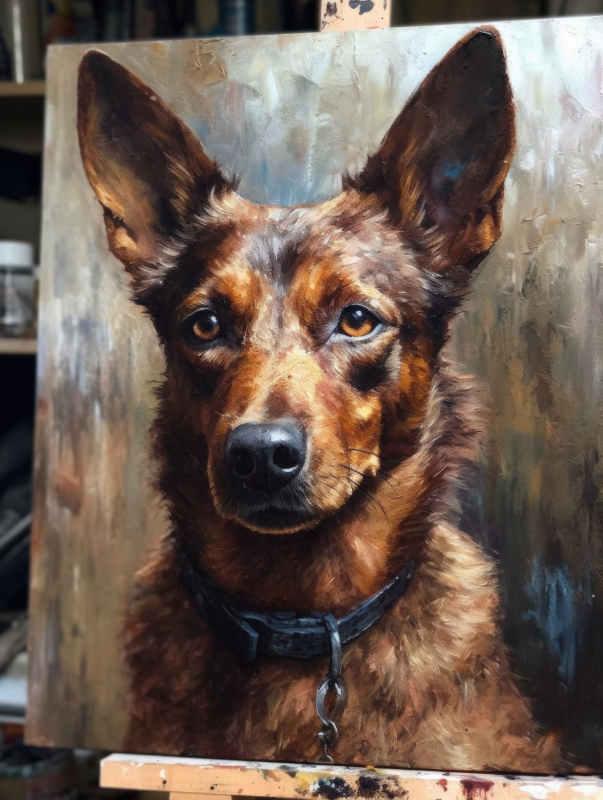 Realistic Portrait of Alert Brown Dog