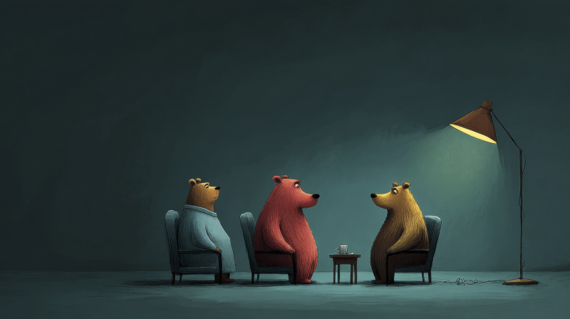 Bears in a Cozy Meeting Setting