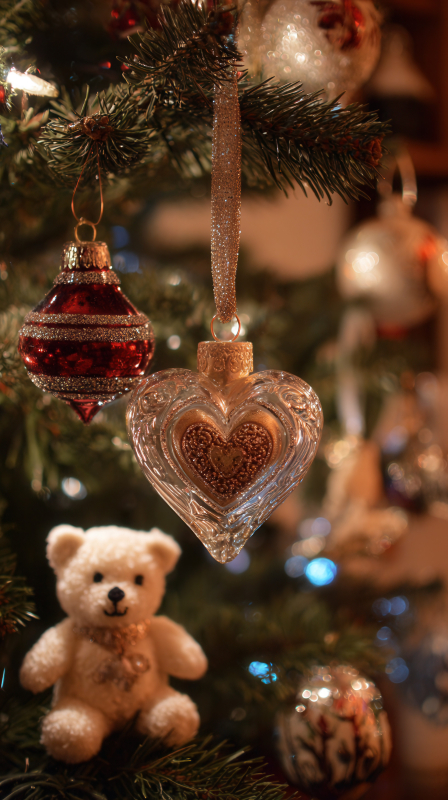 Festive Christmas Tree Decorations Close-Up