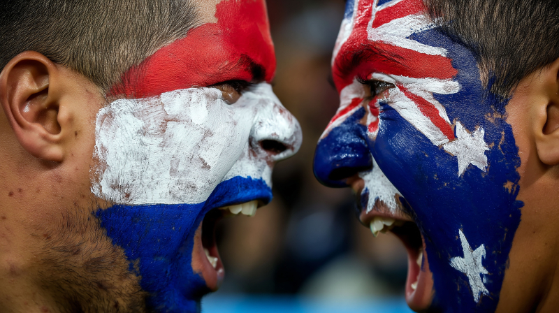 Intense Face-Off: Paraguay vs Australia Fans