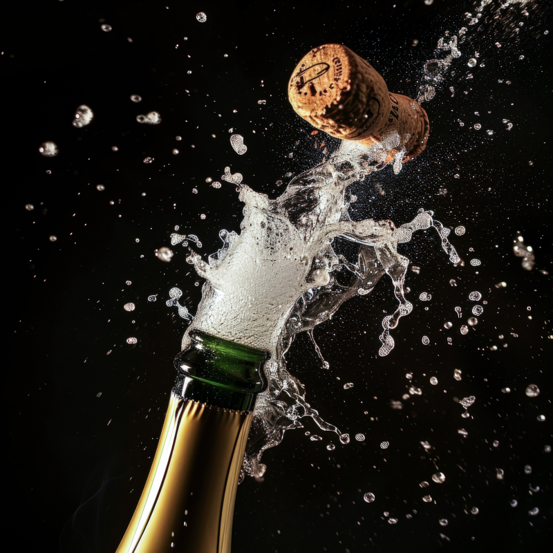 Champagne Cork Popping with Splash