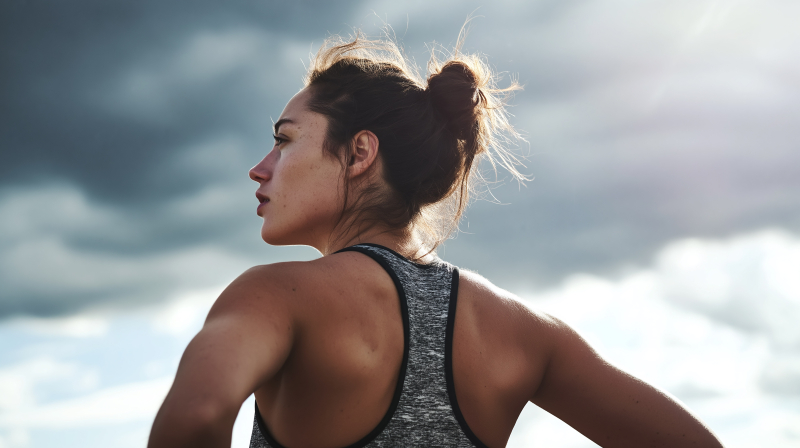 Outdoor Fitness Enthusiast Under Dramatic Sky