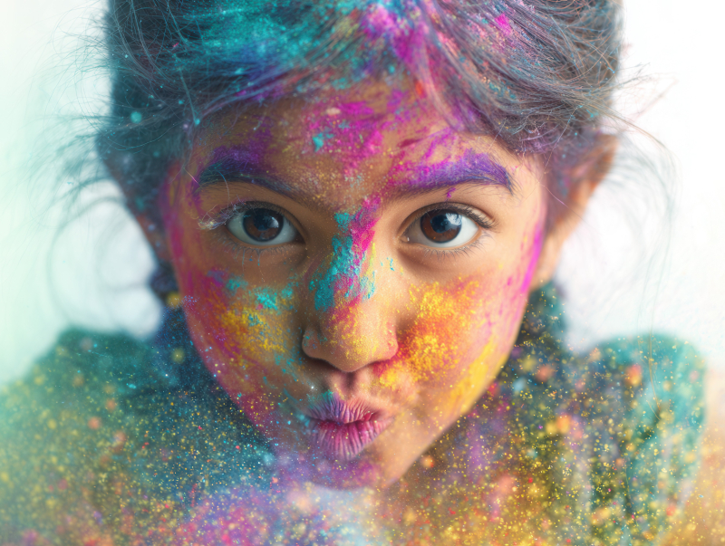Vibrant Holi Celebration with Colorful Powder