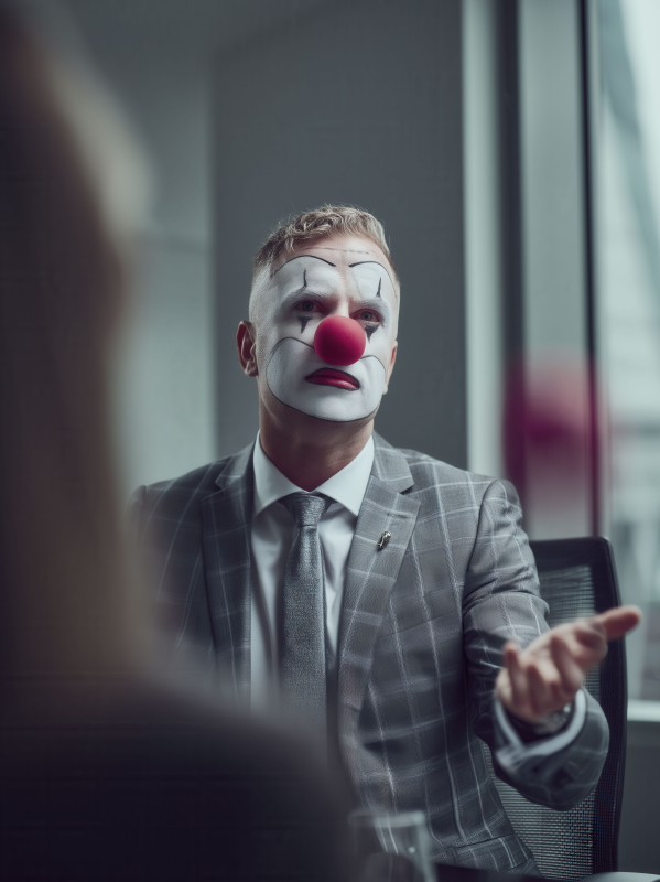 Corporate Meeting with Clown Attire