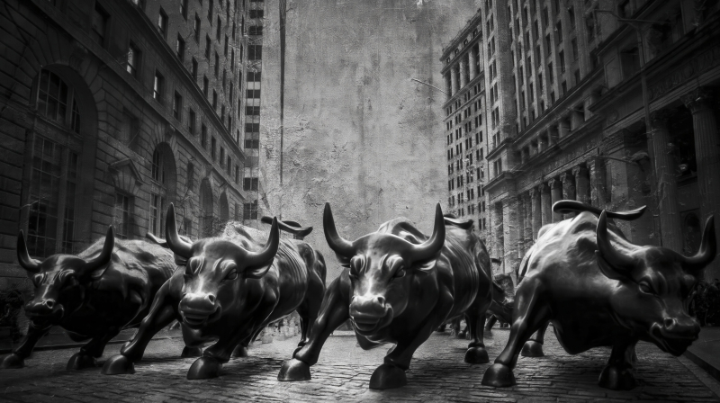 Bulls Charging on Wall Street
