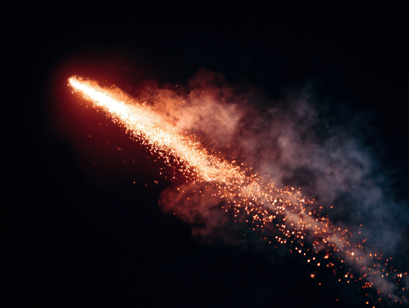 Dramatic Firework Streak Against Night Sky