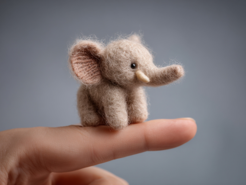 Adorable Miniature Elephant on Finger