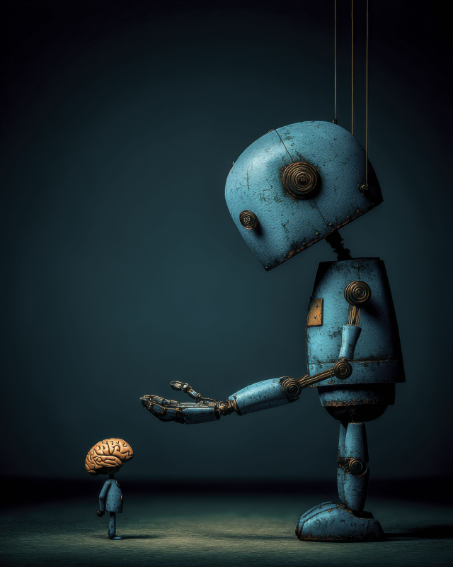 AI Robot Interacting with Human Brain