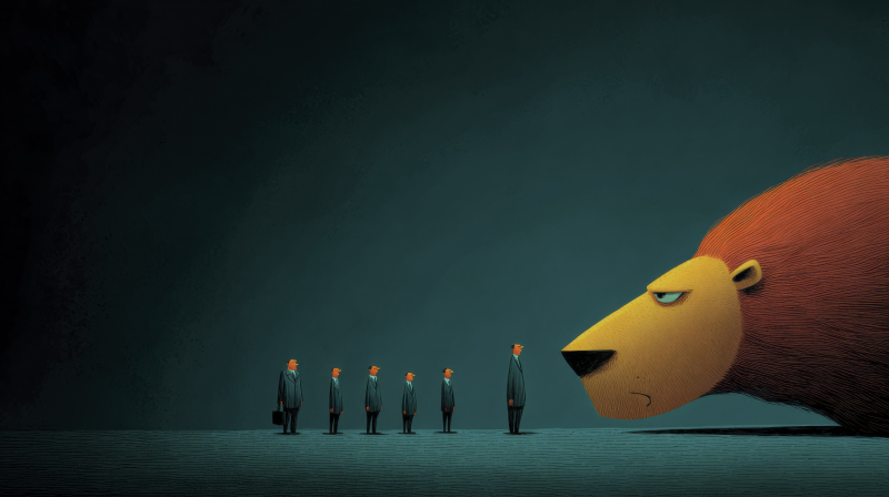 Corporate Life Illustrated with Business Lion
