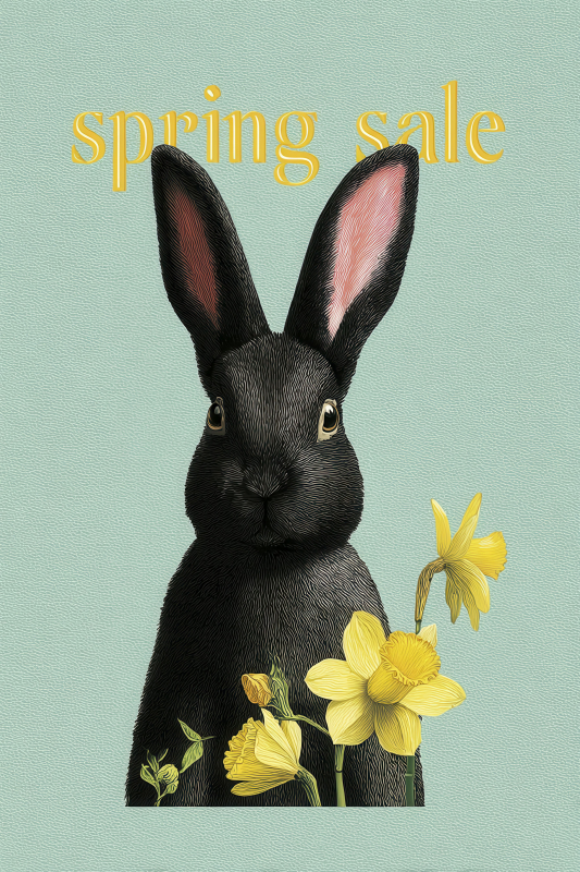 Spring Promotion with Rabbit and Daffodils