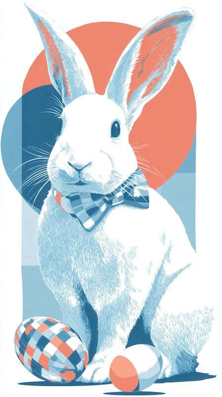 Easter Bunny with Bow Tie Illustration