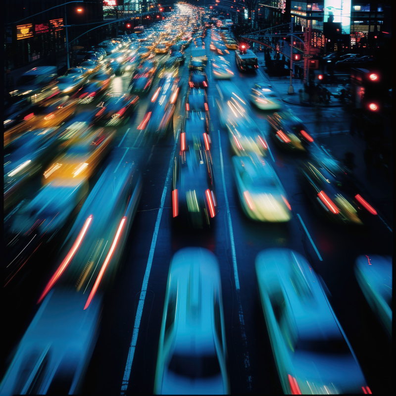 Dynamic City Traffic at Night