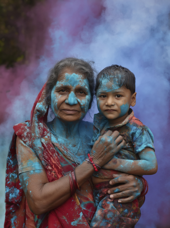 Vibrant Holi Celebration with Colorful Powder