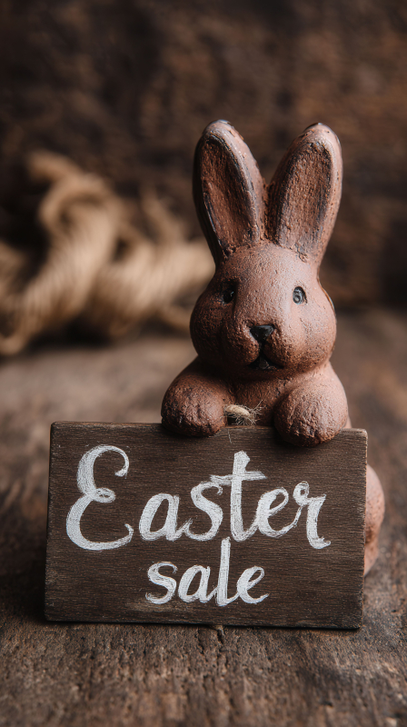 Easter Bunny Holding Sign Decor