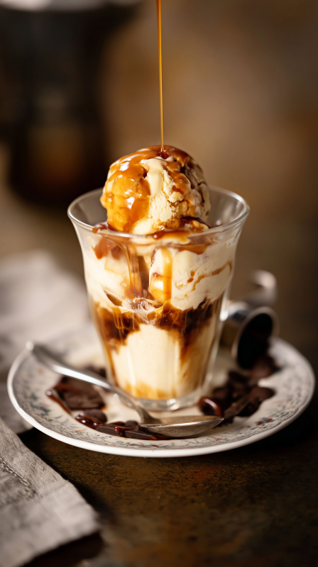 Italian Affogato with Caramel Drizzle