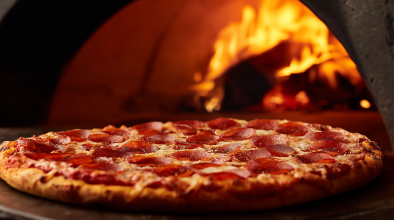 Authentic Italian Pepperoni Pizza in Oven