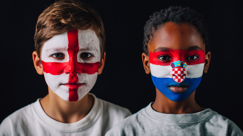England vs Croatia Face Paint Portrait