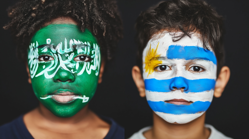 Saudi Arabia vs Uruguay Face Paint