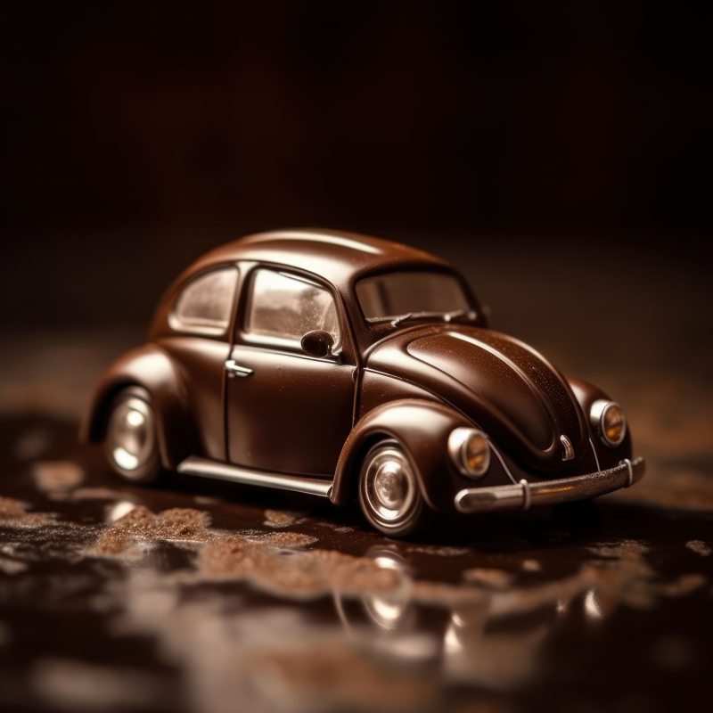 Vintage Car Model on Reflective Surface