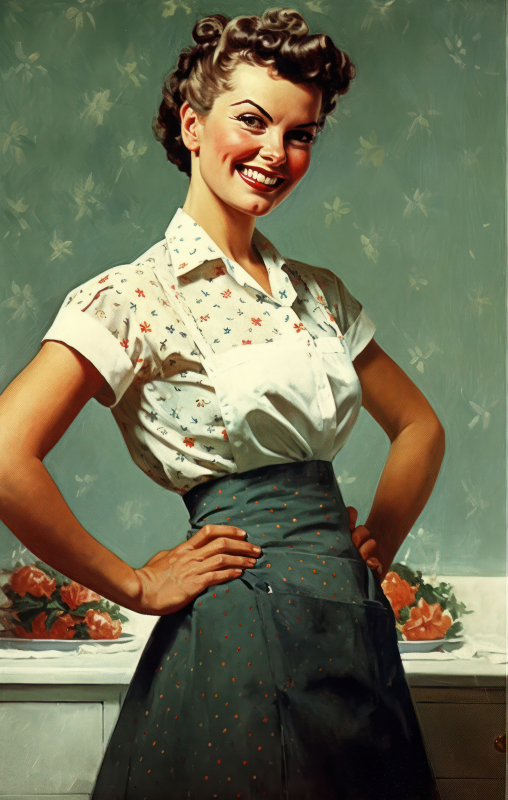 1950s Retro Woman in Kitchen Setting