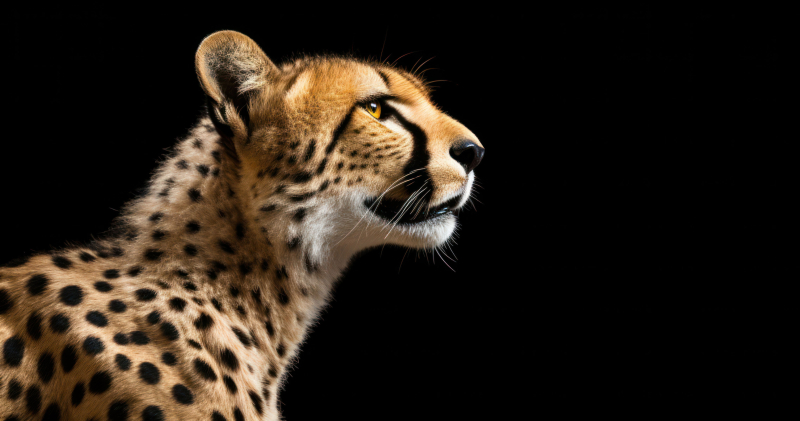 Majestic Cheetah Portrait on Black Background