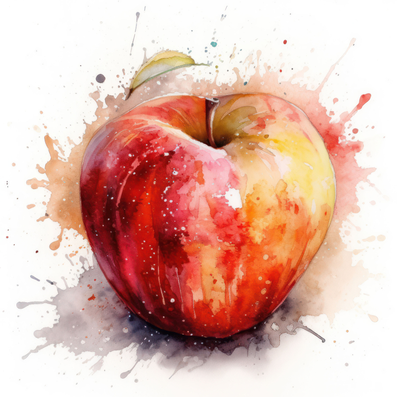 Vibrant Watercolor Apple Art