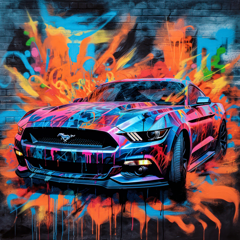 Vibrant Graffiti Art on Sports Car