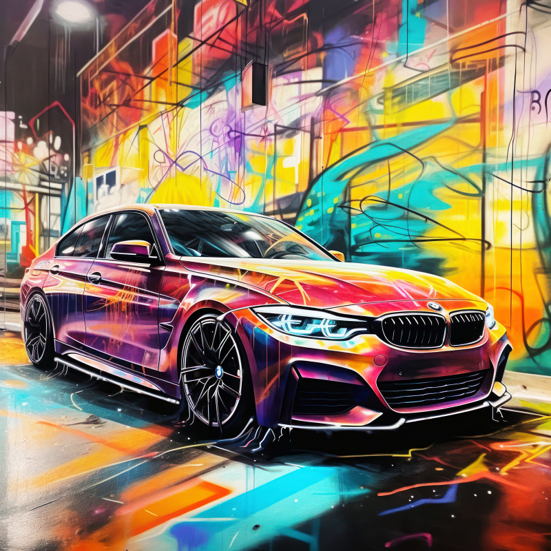 Vibrant Graffiti-Covered Cars in Urban Setting